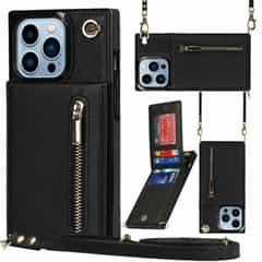 Solidenz Fashion Wallet mit Kordel für das iPhone 15 Pro – Schwarz
