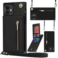 Solidenz Fashion Wallet met koord iPhone 12 Pro – 12 – Zwart