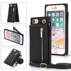 Solidenz Fashion Wallet mit Lanyard für iPhone SE 2022, SE 2020 und iPhone 8 – Schwarz