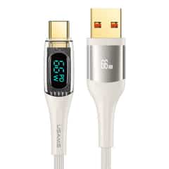USAMS 66W USB-A to USB-C Cable 1.2m – Digital Display – Beige