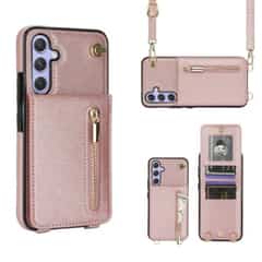 Solidenz Fashion Wallet hoesje met koord  Samsung Galaxy A55 – Roségoud