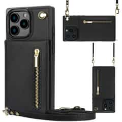 Solidenz Fashion Portemonnee hoesje met koord iPhone 16 Pro – Zwart
