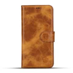 Solidenz Moda Book iPhone 16 Plus Genuine Leather Case – Light Brown