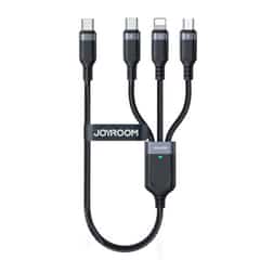 Joyroom Multi-Use 3.5A 3-in-1 Cable – Type-C to Lightning, Type-C, and Micro-USB – 0.3 m – Black