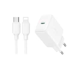 Joyroom – USB‑C PD 20W snellader + USB‑C naar Lightning kabel 1 meter – Wit