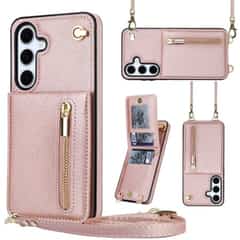 Solidenz Fashion Portemonnee hoesje met koord Samsung Galaxy S25 FE – Roségoud