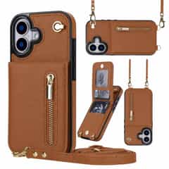 Solidenz Fashion Portemonnee hoesje met koord iPhone 17 – Bruin