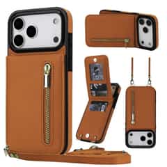Solidenz Fashion Wallet Case with Cord for iPhone 17 Pro Max / 18 Pro Max Brown