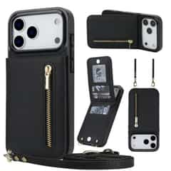 Solidenz Fashion Wallet Case with Lanyard for iPhone 17 Pro / 18 Pro – Black
