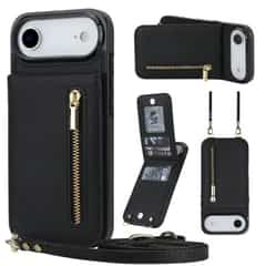 Solidenz Fashion Wallet Case mit Trageband für iPhone Air – Schwarz