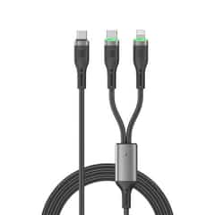 WiWU 2-in-1 USB-C kabel 100W – Snellaadkabel & datakabel – Usb-C naar USB-C en Lightning – Zwart