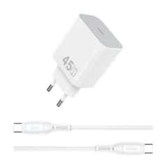 WiWU 45-W-Schnellladegerät – USB-C-Ladegerät inklusive USB-C-Kabel – Weiß