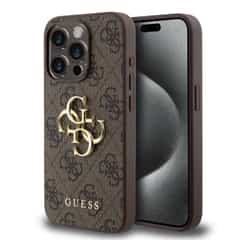 Guess Metal Logo iPhone 15 Pro hoesje – Bruin
