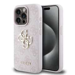 Guess Metal Logo iPhone 15 Pro hoesje – Roze