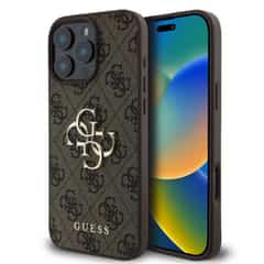 Guess Metal Logo iPhone 16 Pro hoesje – Bruin
