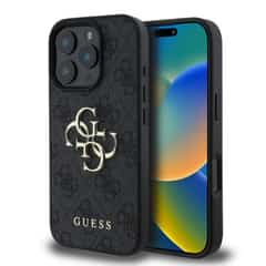 Guess Metal Logo iPhone 16 Pro Max hoesje – Grijs