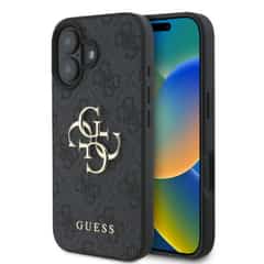Guess Metal Logo iPhone 16 hoesje – Grijs