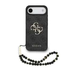 Guess 4G Metal Logo iPhone Air hoesje – Met Polskoord – Zwart