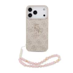 Guess 4G Metal Logo Case with Wrist Strap for iPhone 17 Pro Max / 18 Pro Max – Pink