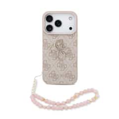 Guess 4G Metal Logo iPhone 17 Pro / 18 Pro Case – With Lanyard – Pink