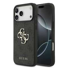 Guess PU 4G Metal Logo Hoesje iPhone 17 Pro Max – Grijs