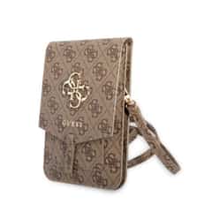 Guess PU 4G Metal Logo Universeel Telefoontasje – Bruin