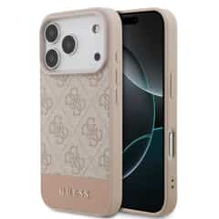 Guess PU 4G Stripe Case for iPhone 17 Pro / 18 Pro – Pink