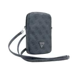 Guess PU 4G Triangle Logo Universeel Telefoontasje met Rits – Zwart