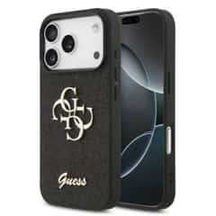 Guess PU Glitter 4G Metal Logo iPhone 17 Pro / 18 Pro Case – Black