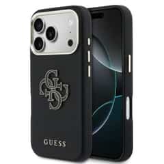 Guess PU Resin Logo Case for iPhone 17 Pro / 18 Pro – Black