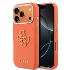 Guess PU Resin Logo Case for iPhone 17 Pro / 18 Pro – Orange