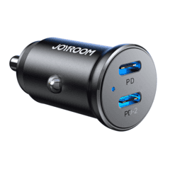 Joyroom 30W Dual USB-C Mini Autolader – Zwart