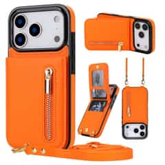 Solidenz Fashion Wallet Case with Lanyard for iPhone 17 Pro Max and iPhone 18 Pro Max – Orange