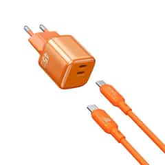 WiWU Cube 45W Dual USB-C PD Snellader Combo – Oranje