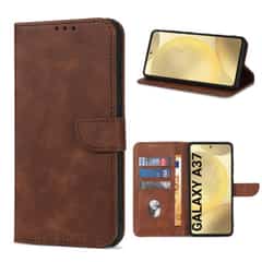 Solidenz Bookcase Case for Samsung Galaxy A37 – 3 card slots, magnetic closure & kickstand – Brown