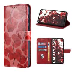 Solidenz Bookcase Case for Samsung Galaxy A57 – Red (Romantic Poppy), 3 card slots, magnetic