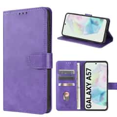 Solidenz Bookcase Case for Samsung Galaxy A57 – Purple | 3 card slots, magnetic closure & kickstand