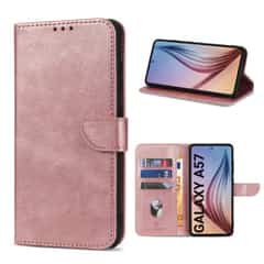 Solidenz Bookcase Case for Samsung Galaxy A57 – Rose Gold | 3 card slots, magnetic closure, wireless charging compatible