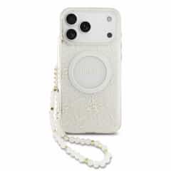 Guess IML Flowers All-Over Strap MagSafe Case for iPhone 18 Pro Max, White