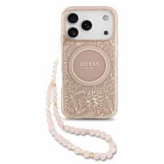 Guess IML Flowers All-Over Strap MagSafe Case for iPhone 18 Pro and iPhone 17 Pro, Pink