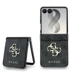 Guess PU 4G Metal Logo Hoesje Samsung Galaxy Z Flip 8 – Grijs