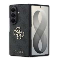 Guess PU 4G Metal Logo Hoesje Samsung Galaxy Z Fold 8 Ultra – Grijs