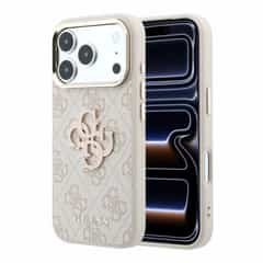 Guess 4G Resin Metal Logo Back Cover for iPhone 18 Pro Max, Pink