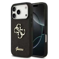 Guess PU Fixed Glitter 4G Metal Frame Case for iPhone 18 Pro / 17 Pro – Black