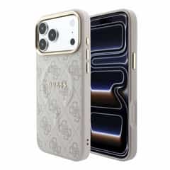 Guess 4G Gold Frame Embossed MagSafe Case for iPhone 17 Pro Max and iPhone 18 Pro Max, Pink