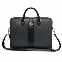 Guess 4G Stripe Metal Logo 16-inch Laptop Bag, Black