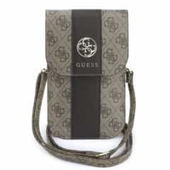 Guess 4G Stripe Metal Logo telefoon-crossbodytas bruin