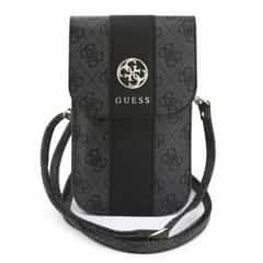 Guess 4G Stripe Metal Logo telefoon crossbodytas zwart