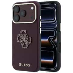 Guess Grained & Big Resin Logo Case for iPhone 17 Pro and iPhone 18 Pro in burgundy red
