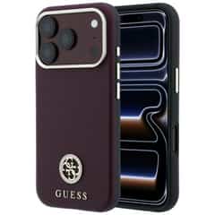 Guess Grained Round Strass Logo Case with MagSafe for iPhone 17 Pro / iPhone 18 Pro in Red